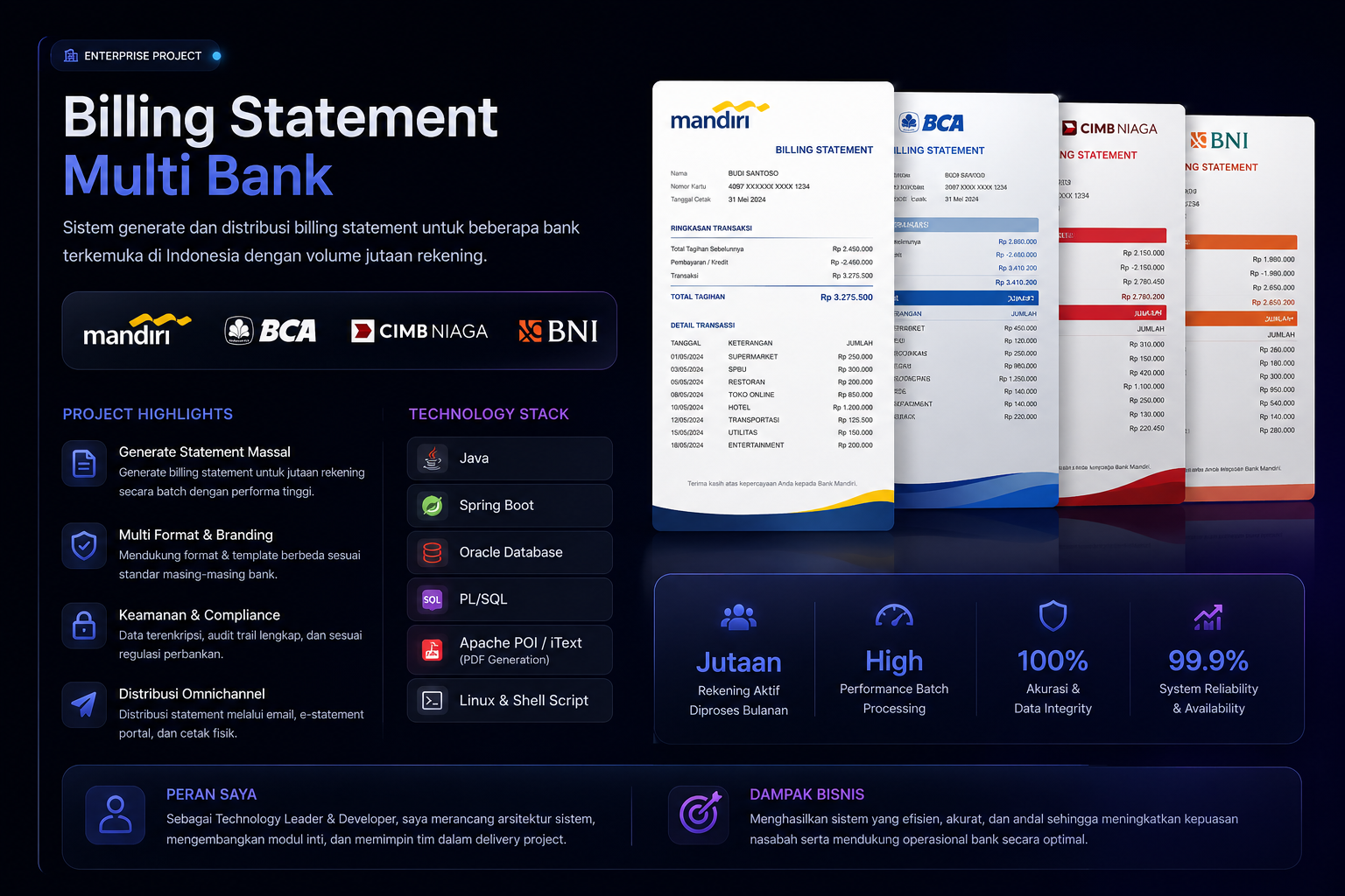 Billing statement multi bank portfolio preview